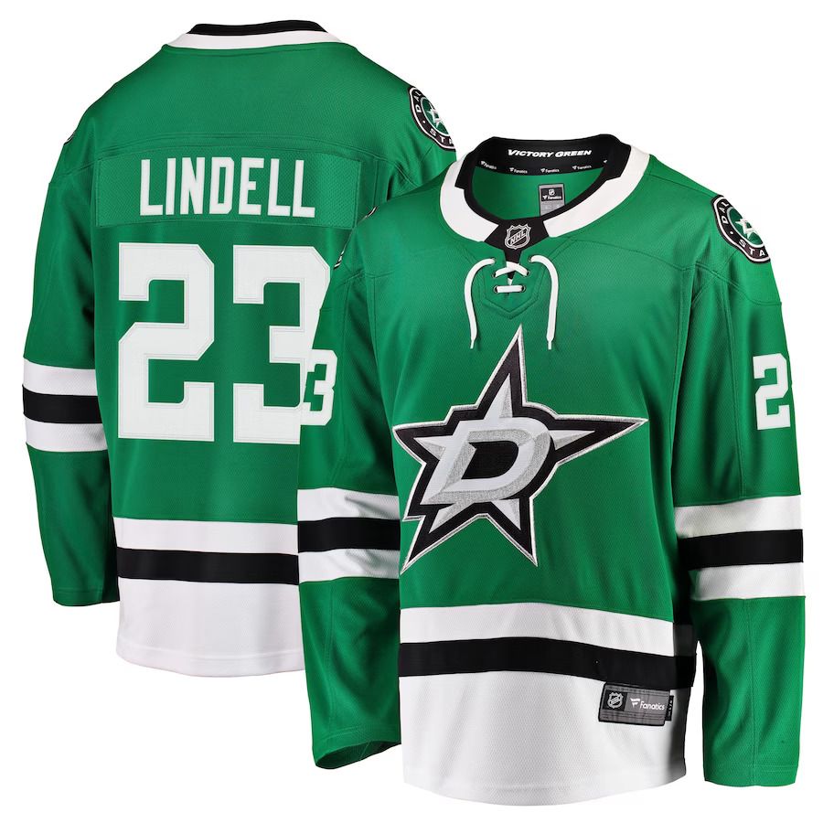 Men Dallas Stars 23 Esa Lindell Fanatics Branded Kelly Green Breakaway NHL Jersey